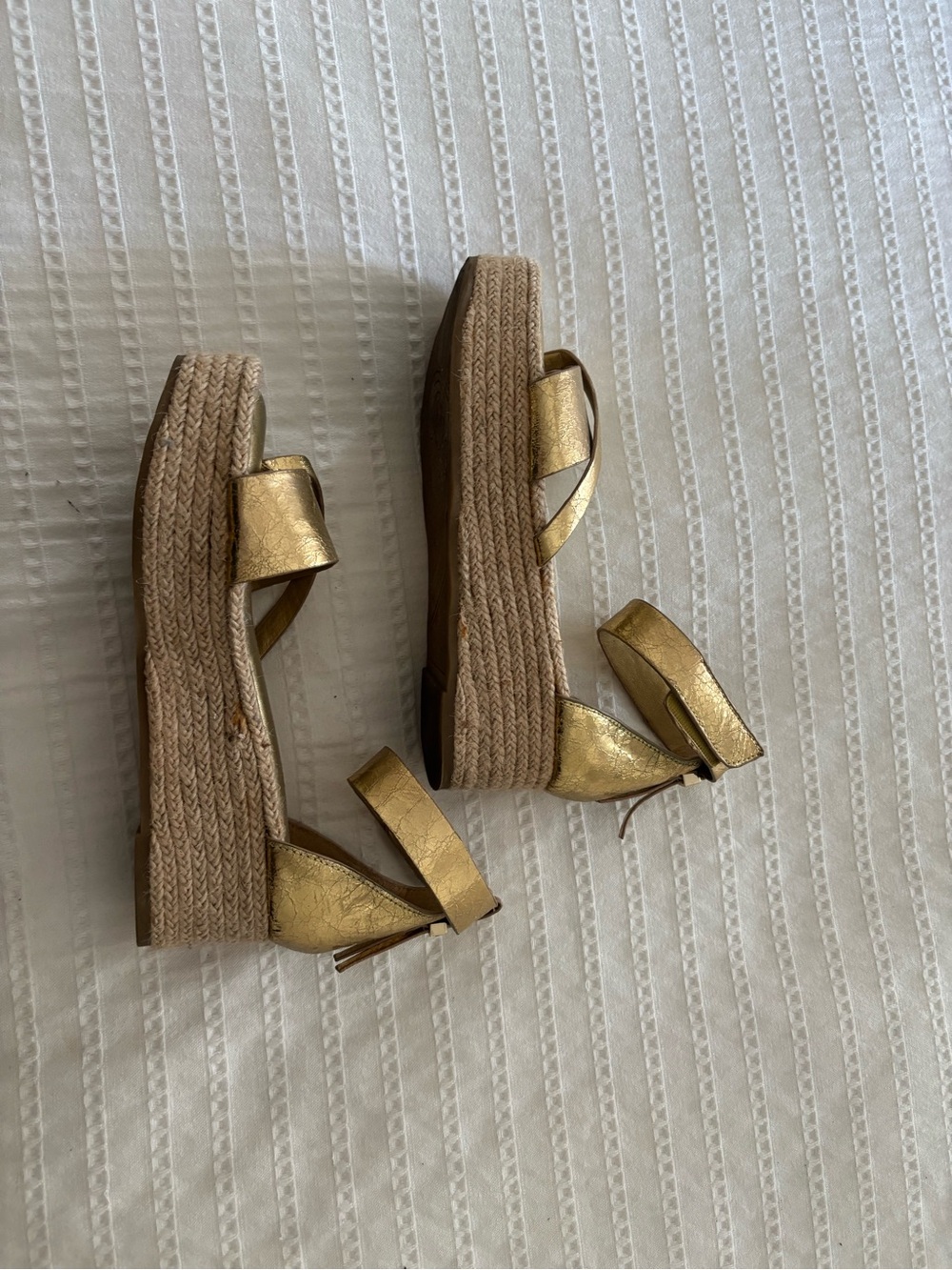 Franco Sarto Metallic Gold Espadrille Ankle-Strap Sandals - Picture 3 of 4